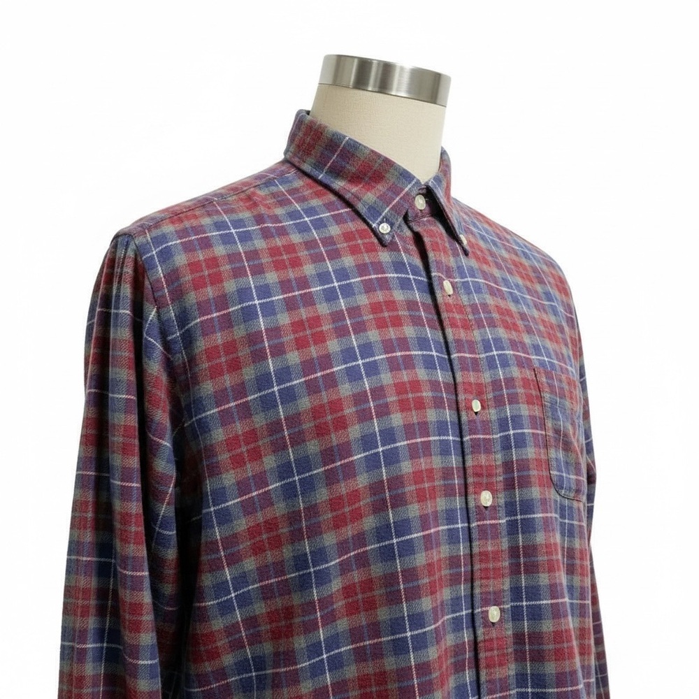 PETER MILLAR ✘ Autumn Soft Beaumont Cotton Sport Button Shirt Red Blue Plaid XL - Picture 7 of 13
